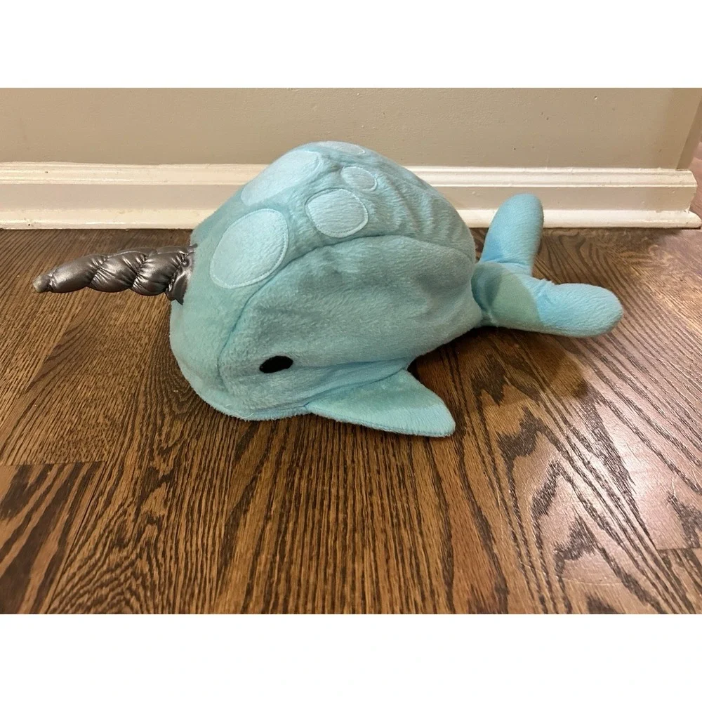 Kids Narwhal Hat Blue Costume Cap Tusk Size Adjustable Plush Horn